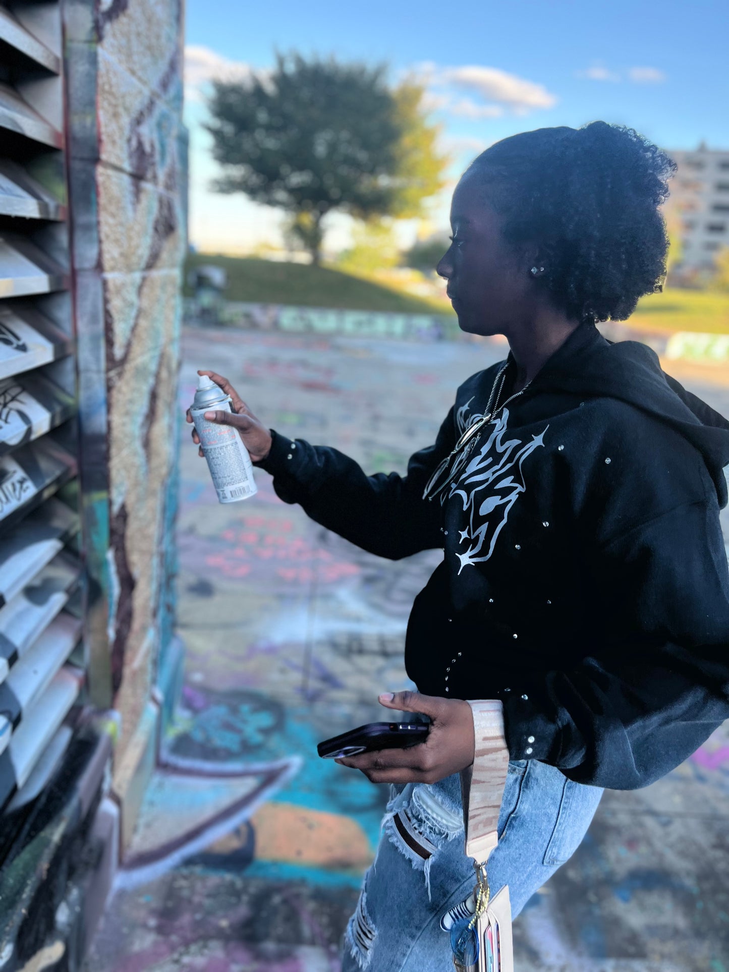 Blaze Spray Hoodie Rhinestone